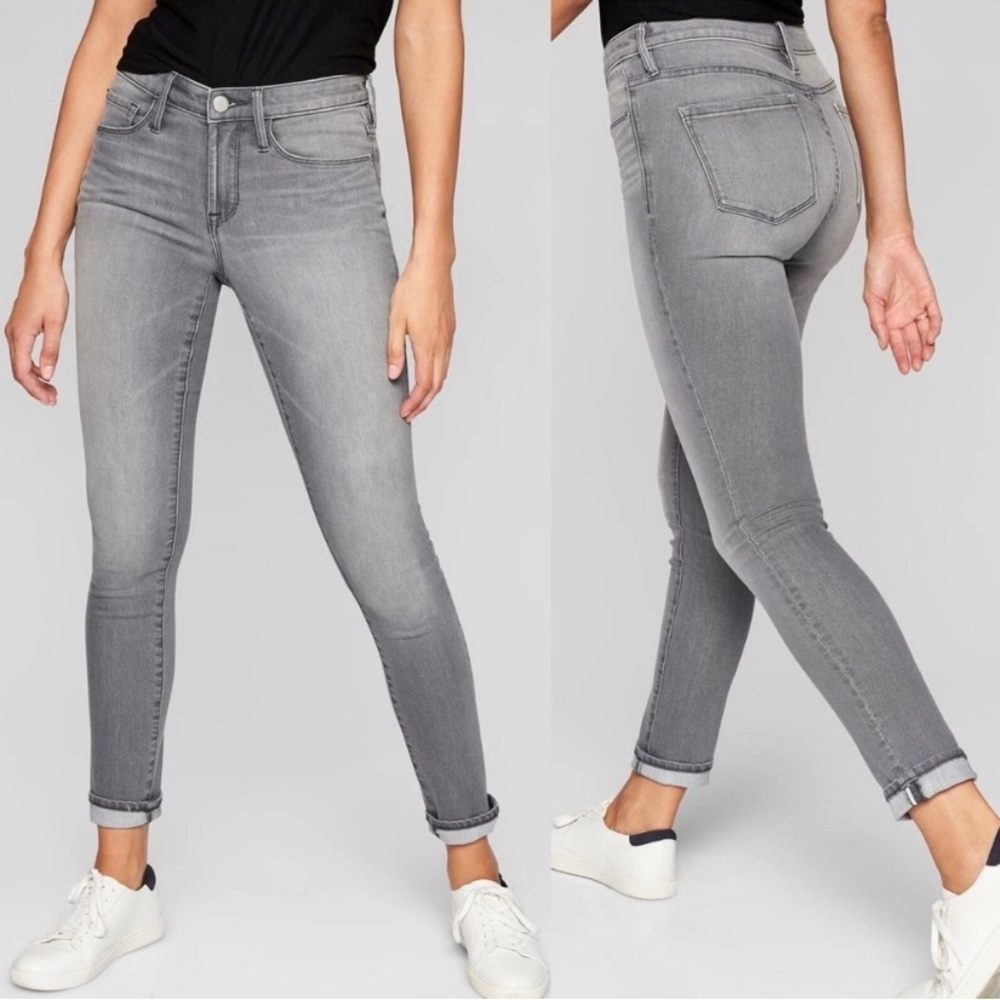Athleta Sculptek Gray Skinny Jeans Size 14 Women’s Grey Wash High Rise